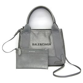 Borsa a mano in pelle Balenciaga Navy Cabas XS 390346 da donna