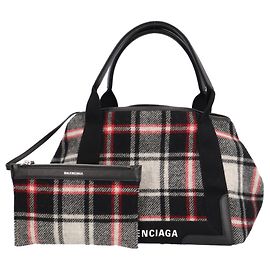 Borsa a mano in lana con motivo tartan Balenciaga