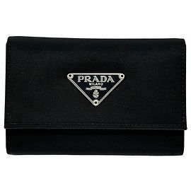 Portachiavi Prada in nylon nero