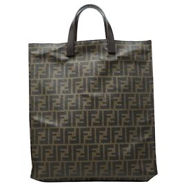 Borsa Tote Fendi Zucca marrone pelle e PVC