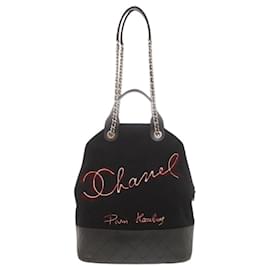 Chanel Bestickte 2-Way Woll-Leder Schultertasche