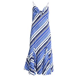Vestido midi acampanado a rayas Ralph Lauren en algodón azul