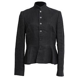  Ralph Lauren Collection Single-Breasted Peplum Blazer in Black Linen