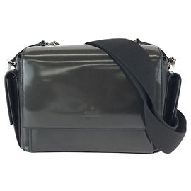 Borsa a tracolla Gucci Grigio Khaki Nero in smalto