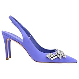 Décolleté slingback Stuart Weitzman Crystal Fleur in scamosciato viola