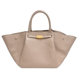 Autre Marque Demellier The New York Midi Tote Bag aus beigem Kalbsleder