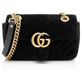 Borsa Gucci Matelasse Velvet GG Marmont Small Flap