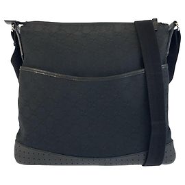 Borsa a tracolla Gucci in tela GG nera e pelle
