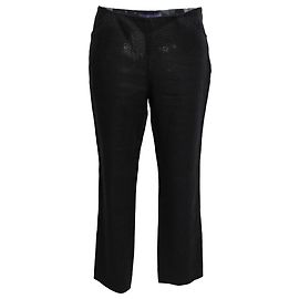 Pantalones de pierna recta Ralph Lauren Collection en lino negro