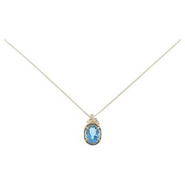Autre Marque Collana in diamante e topazio blu Au750