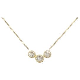 Autre Marque Au750 Drei-Stein-Diamantkette