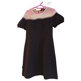The Kooples Abito Corto Nero in Pizzo e Tulle a Pois
