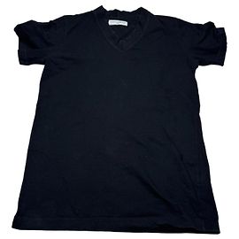 Dolce & Gabbana Camiseta negra cuello V de algodón