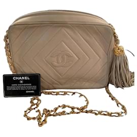 Borsa a tracolla Chanel in pelle trapuntata beige