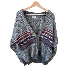 Gianni Versace Cardigan in lana grigia Fair Isle