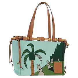 Borsa Tote LOEWE Cushion in tela azzurro chiaro Auth 185304SM