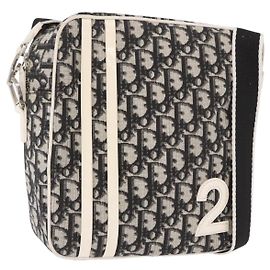 Bolso de hombro Christian Dior Trotter Canvas PVC Negro Plata Auth 187794
