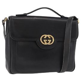 Borsa a Spalla GUCCI in Pelle 2way Nero Oro Auth 187188