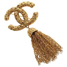 Spilla CHANEL CC Fringe Lava in metallo Gold CC Auth am11879SM