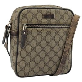 Borsa a Spalla GUCCI GG Supreme PVC Beige Oro 233268 Auth ka4763