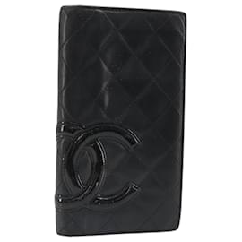 CHANEL Portafoglio Cambon Line in pelle di agnello nero CC Auth 179550