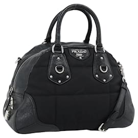 Borsa PRADA in pelle 2way Nera Argento Auth 186264A