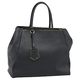 FENDI 2JOURS Tote Bag aus Leder in Schwarz und Gold Auth 186697A - Fendi