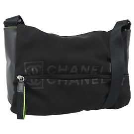 Borsa a tracolla CHANEL Sports Line Nylon Nero Argento CC Auth 186205SAV