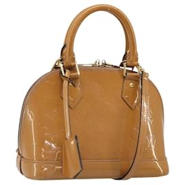 LOUIS VUITTON Borsa Alma BB Monogram Vernis 2way Beige Poodle M91752 Auth 185938