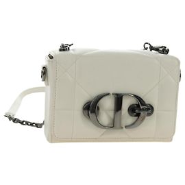 Borsa a tracolla Christian Dior Canage Caro in pelle di agnello bianco argento 185922SM