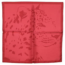 CARTIER Mini Scarf Leopard Silk Red Auth am11882M - Cartier