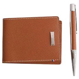 Autre Marque Set de cartera y bolígrafo camel