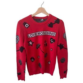Love Moschino Roter Wollpullover Gym-Motive