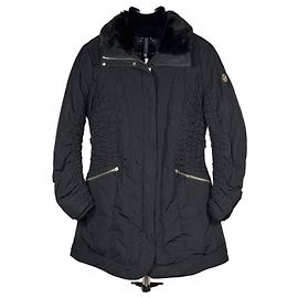 Armani Jeans Chaqueta Acolchada Negra con Cuello de Pelo