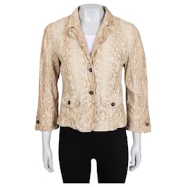 Eng anliegende Jacke aus beigem Lammleder Prada L