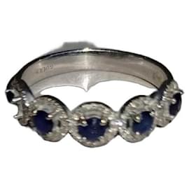 Autre Marque Guérin Ring aus 750/1000 Weißgold mit Saphiren und Diamanten