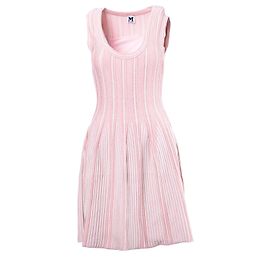 Vestido skater sin mangas de punto acanalado rosa Missoni