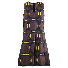 Ärmelloses Marni Kleid mit braun-gelbem geometrischem Kreis-Muster