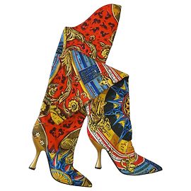 Moschino Stivali Sopra il Ginocchio Stampa Barocca Pre-Fall 2019