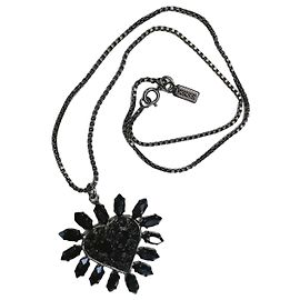 Moschino Collana a Catena con Pendente Cuore e Strass Neri