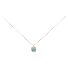 Autre Marque Collana agete in oro giallo K10 con turchese e diamante