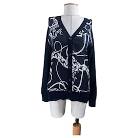 Escada Sport Cardigan dunkelblau mit nautischem Print