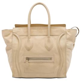 Céline Celine Beige Mini Drummed Calfskin Luggage Tote Tasche
