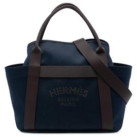 Hermès Blue Toile Sac de Pansage Grooming Bag