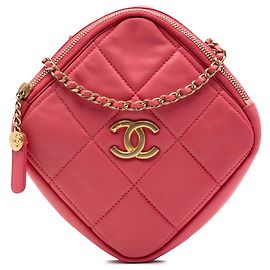 Clutch Chanel Pink CC in agnello trapuntato con catena