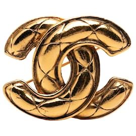Spilla Chanel Gold CC trapuntata placcata oro