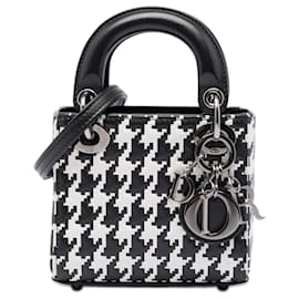 Dior Macro Lady Dior in micro pelle di vitello con stampa pied-de-poule nera
