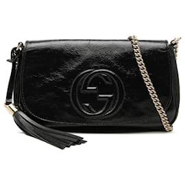 Gucci Black Medium Patent Soho Chain Flap Crossbody