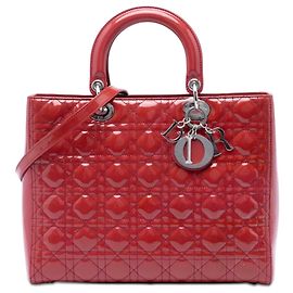 Lady Dior Cannage in vernice rosso Large