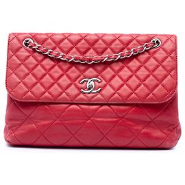 Chanel Red CC Quilted Calfskin In The Business Flap